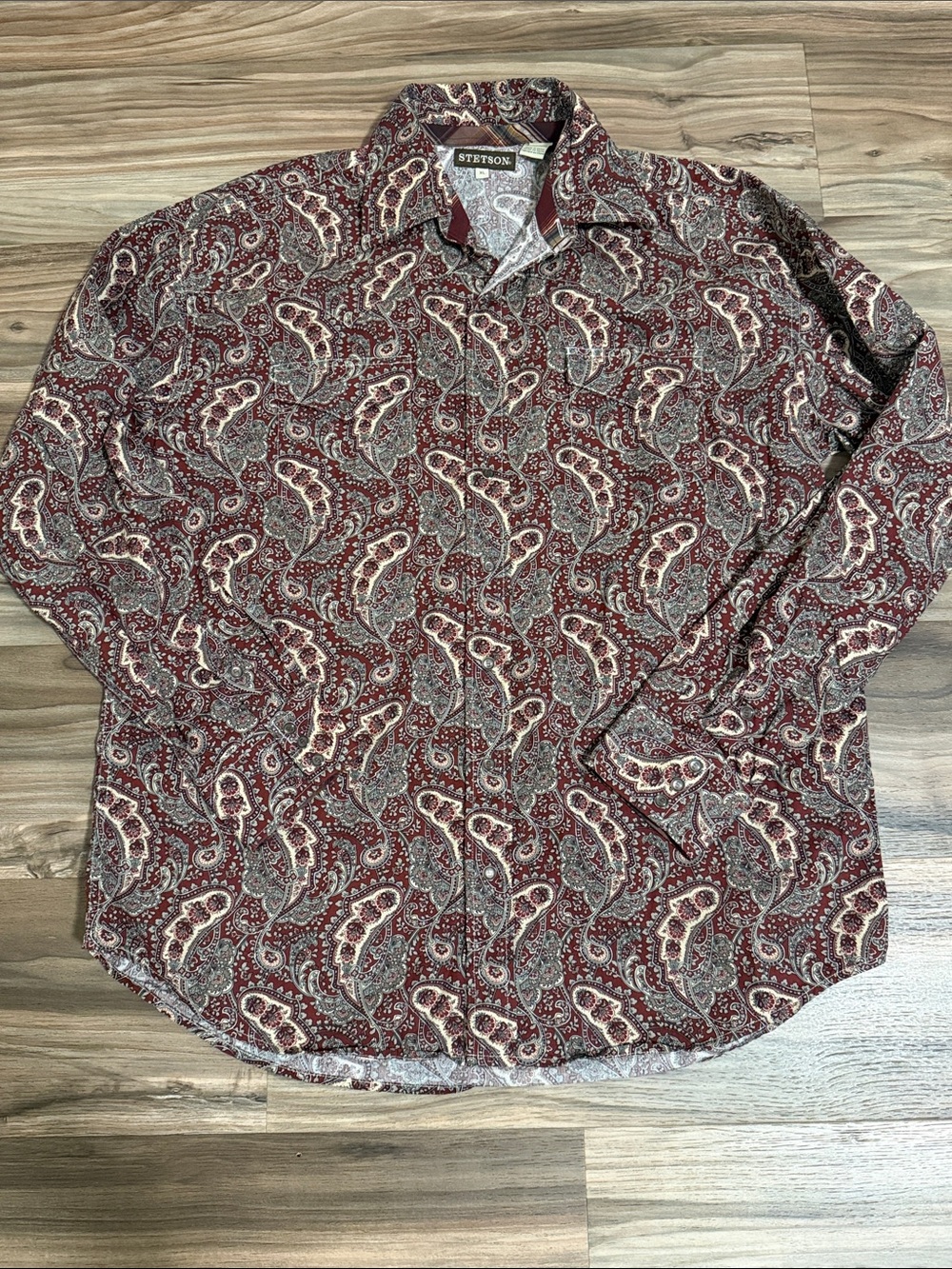 Stetson Shirt Mens XL Multicolor Paisley Pearl Snap Western Long Sleeve Cotton